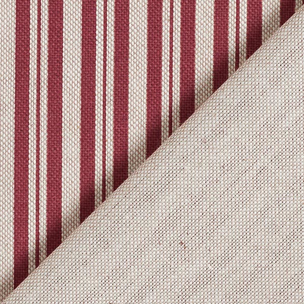 Tissu de décoration Semi-panama Rayures fines – rouge bordeaux/nature