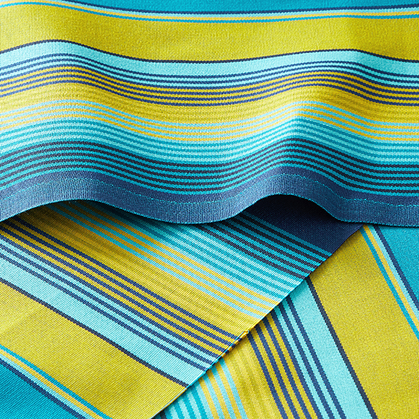 Tissu d’extérieur Canvas Rayures – bleu/moutarde