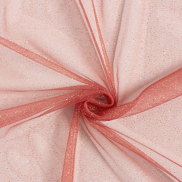Tissu tulle scintillant – terre cuite/or