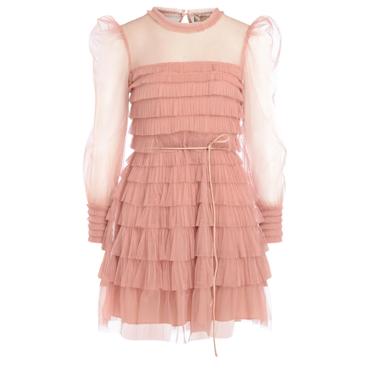 Twinset Robe en tulle plissé rose