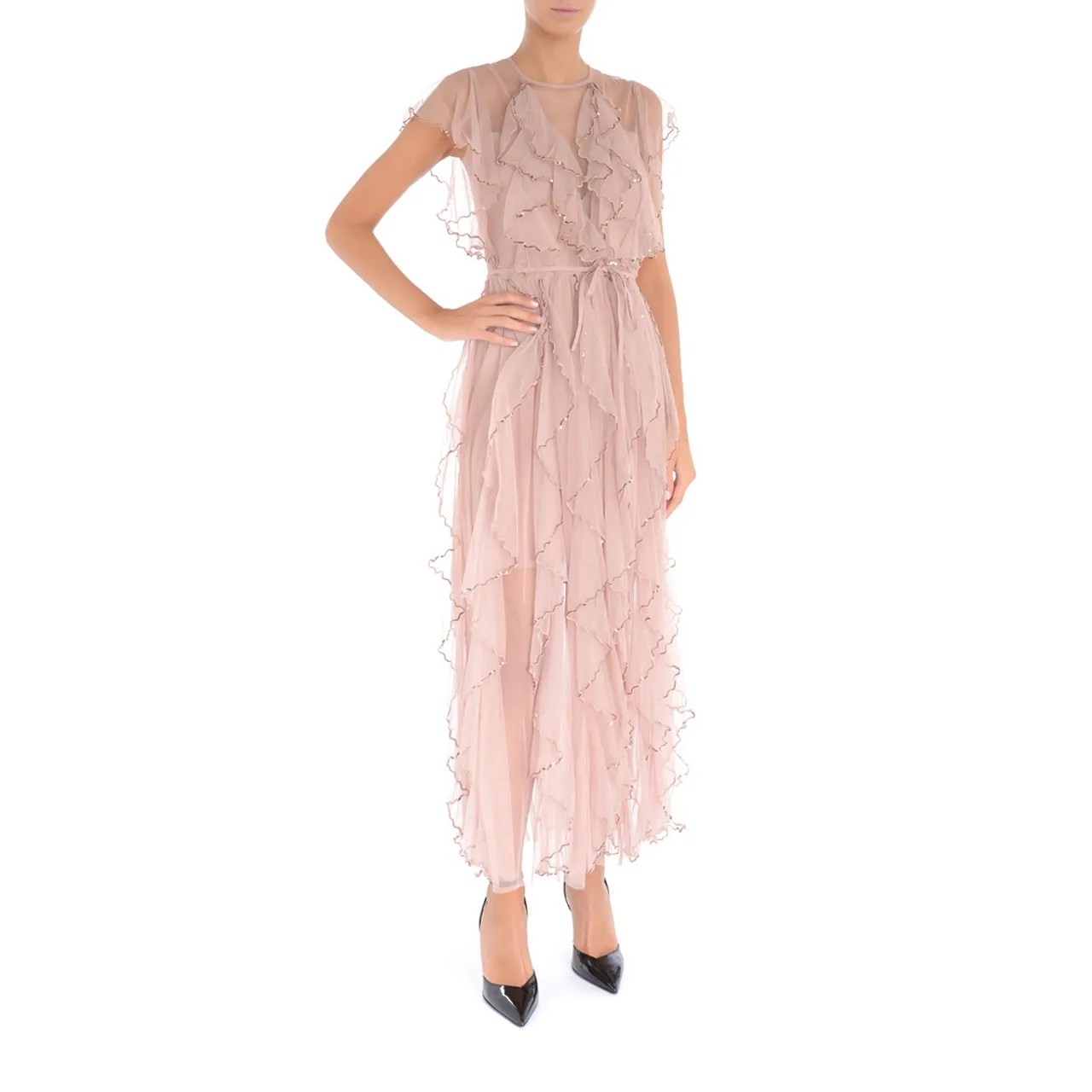 Twinset Robe longue en tulle rose